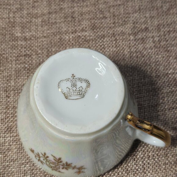 1950s Pair of Demitasse Tea Cups And Saucers With Lustreware Finish Englishman - Picture 6 of 13